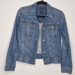 Vintage Y2K GAP‎ Denim Trucker Jacket Iconic Americana Early 2000s Jean Jacket S